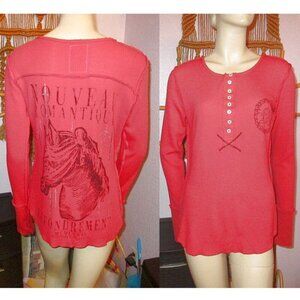 Vtg Morphine Generation Top M Waffle Knit New Romantic Horse Cross Grunge 1979